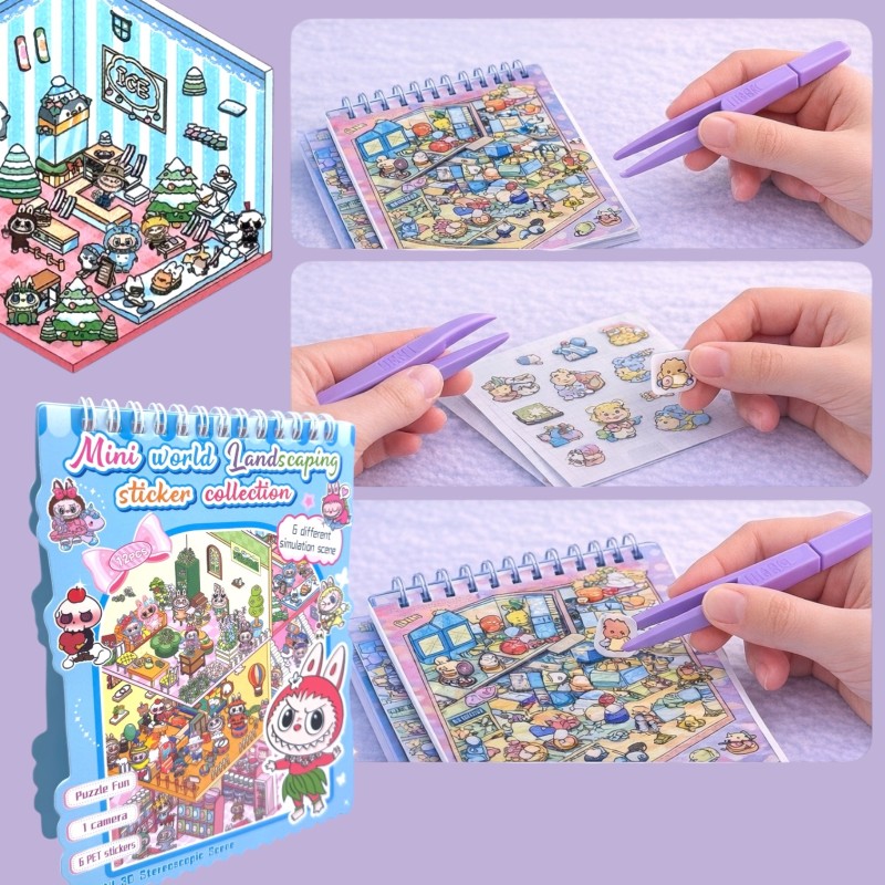 Wyklejanka antystresowa Domki Scenki 5D RoomBox Labu 360 naklejek 6 scen