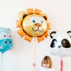 Balon foliowy panda srebrny 55 cm na urodziny safari zoo