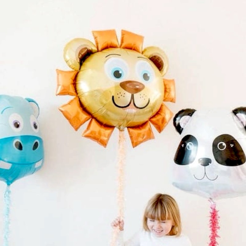 Balon foliowy panda srebrny 55 cm na urodziny safari zoo