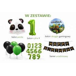 Zestaw balonów urodzinowych Gaming Panda