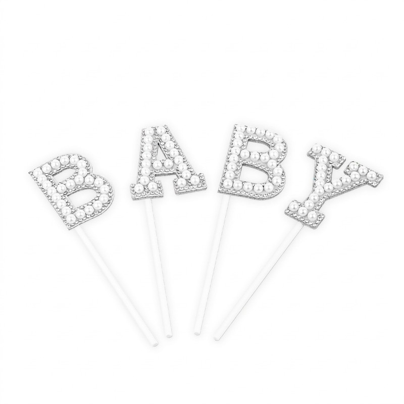 Pikery do babeczek Baby z perełkami 4 szt