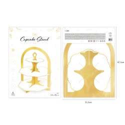 Patera biało złota 3 poziomy etażerka na słodkości 45 cm