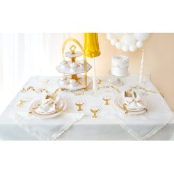 Patera biało złota 3 poziomy etażerka na słodkości 45 cm