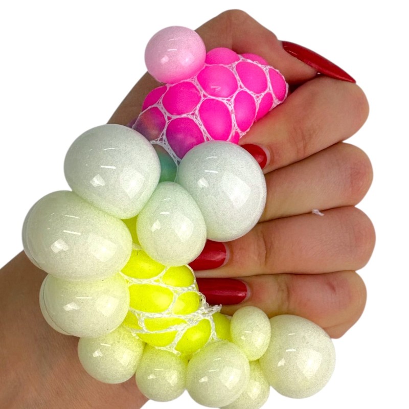 Gniotek antystresowy tęczowa kula 6 cm w siatce