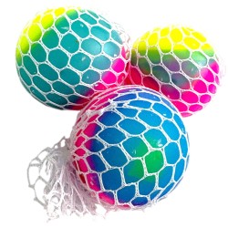 Gniotek antystresowy tęczowa kula 6 cm w siatce