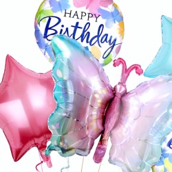 Zestaw 5 balonów foliowych Happy Birthday Motylek 79x52 cm