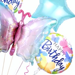 Zestaw 5 balonów foliowych Happy Birthday Motylek 79x52 cm