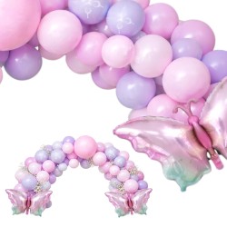 Zestaw balonów pastelowych Motylek GIRL Pastel Butterfly 48 el.