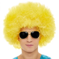 Peruka afro żółta XXL
