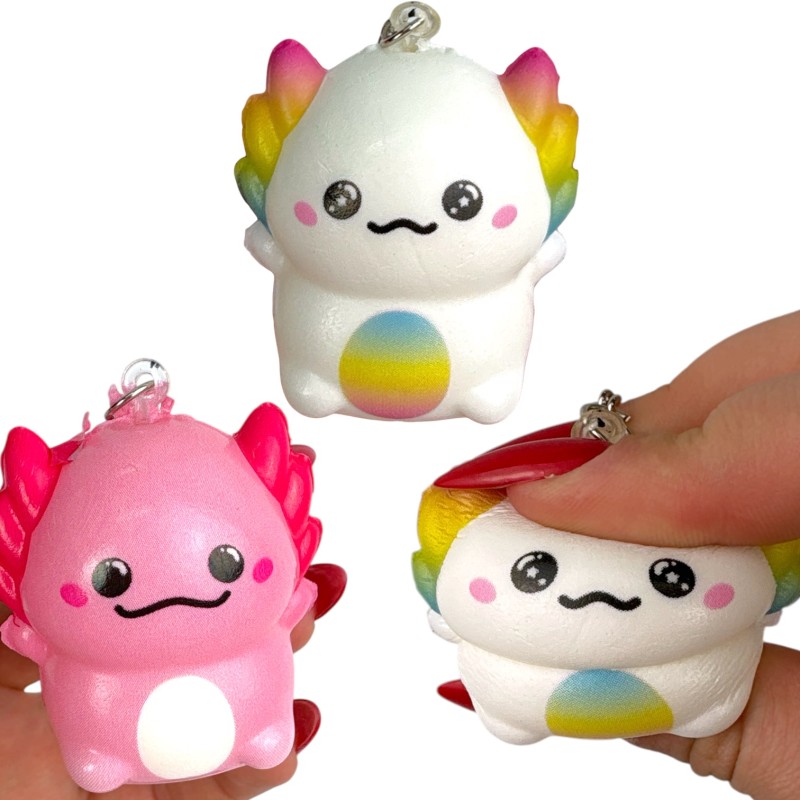 Gniotek squishy aksolotl 1 szt. piankowy brelok antystresowy