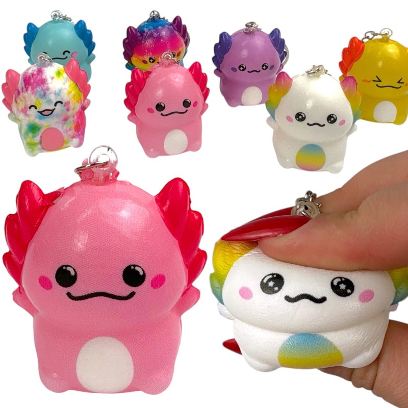 Gniotek squishy aksolotl 1 szt. piankowy brelok antystresowy