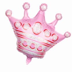 Balon foliowy korona różowa z brokatowym konfetti 60 cm
