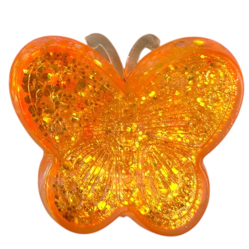 Gniotek antystresowy żelowy motyl brokatowy 7x8 cm