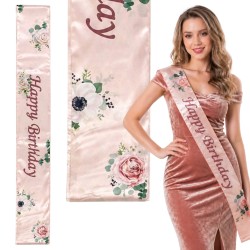 Zestaw korona na 18 urodziny rose gold z kryształkami i perełkami + szarfa