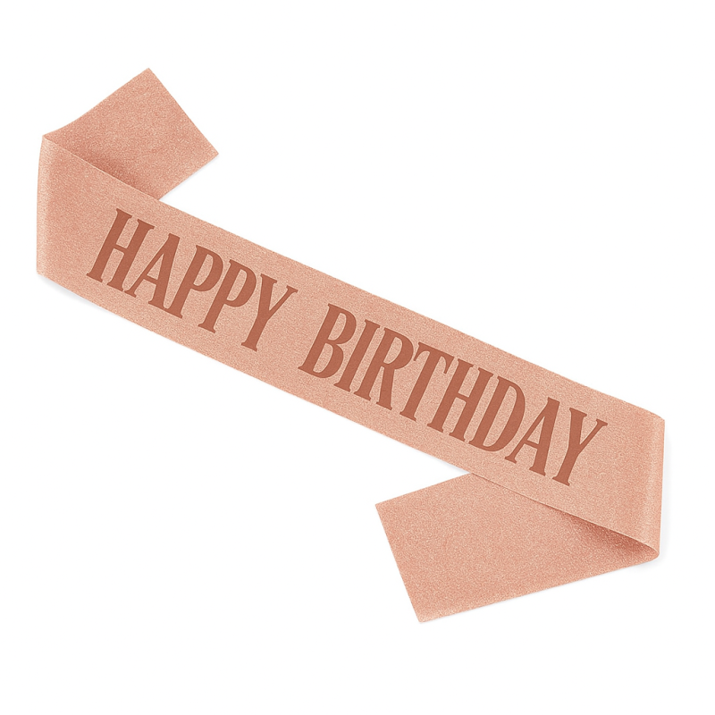 Szarfa urodzinowa Happy Birthday różowe złoto 160 x 9,5 cm