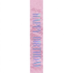 Szarfa urodzinowa Happy Birthday różowa z brokatem 160 x 9,5 cm