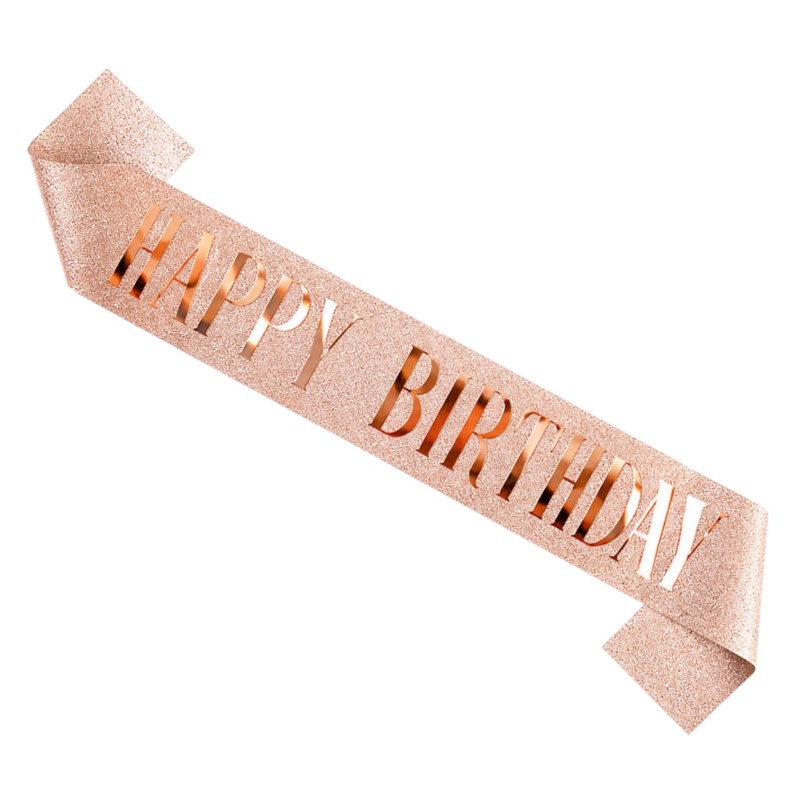 Szarfa urodzinowa Happy Birthday różowe złoto 160 x 9,5 cm