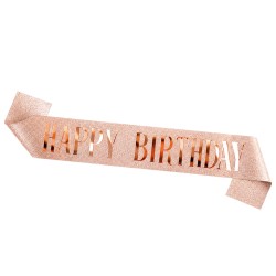 Szarfa urodzinowa Happy Birthday różowe złoto 160 x 9,5 cm