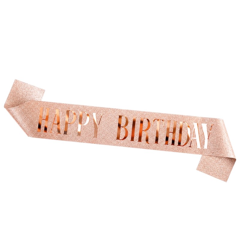 Szarfa urodzinowa Happy Birthday różowe złoto 160 x 9,5 cm