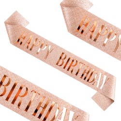 Szarfa urodzinowa Happy Birthday różowe złoto 160 x 9,5 cm