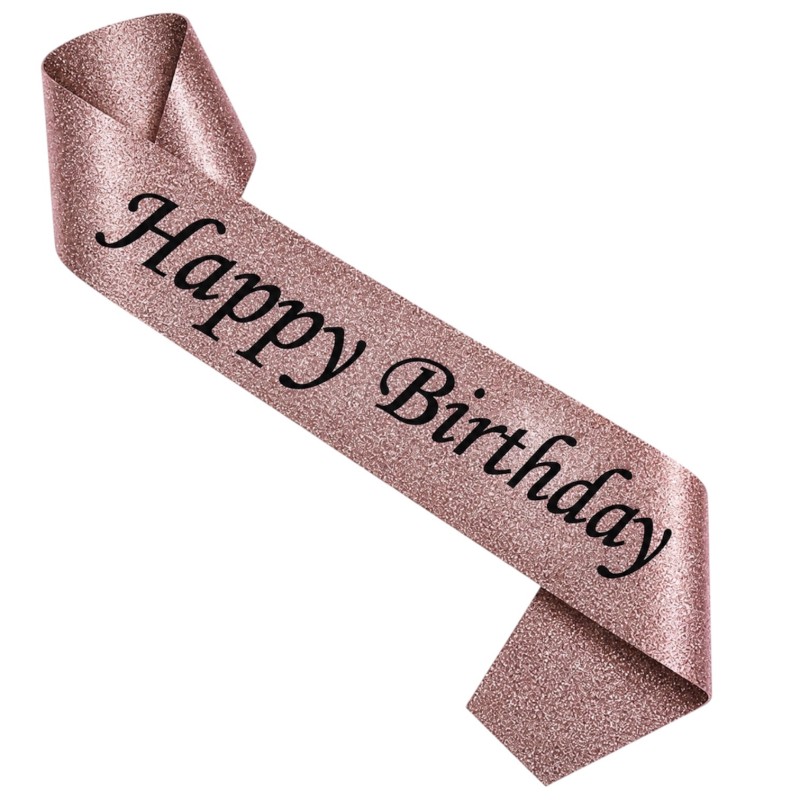 Szarfa Happy Birthday brokatowa rose gold 1 szt. 9,5x160 cm