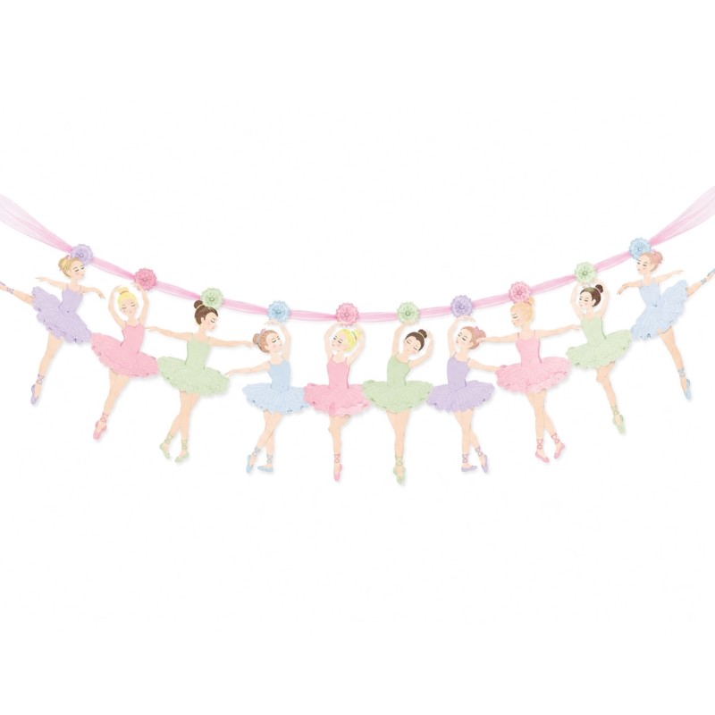 Girlanda papierowa Baletnice pastelowe 10 elementów 32 cm