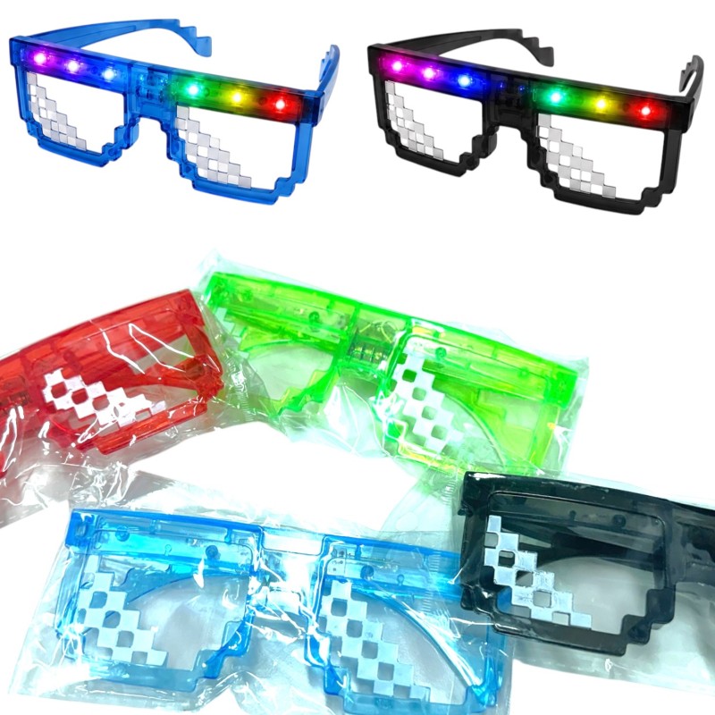 Okulary imprezowe Pixel LED RGB świecące 1 szt.