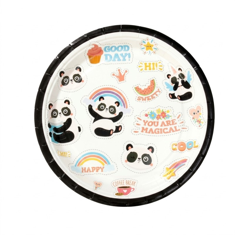 Zestaw imprezowy panda rainbow 36 el. talerzyki kubki serwetki