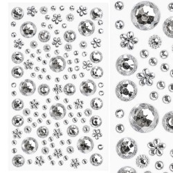 Samoprzylepne kryształki dekoracyjne srebrne 130 szt. do scrapbookingu