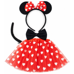 Strój Myszka Minnie tutu 4 elementy czerwony dla dziewczynki