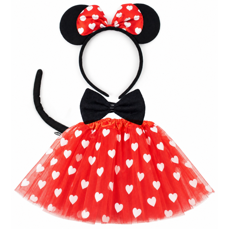 Strój Myszka Minnie tutu 4 elementy czerwony dla dziewczynki