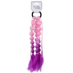 Doczepiane włosy na gumce fioletowo różowe bubble braids 1 szt.