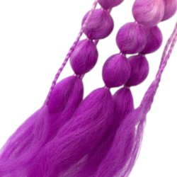 Doczepiane włosy na gumce fioletowo różowe bubble braids 1 szt.