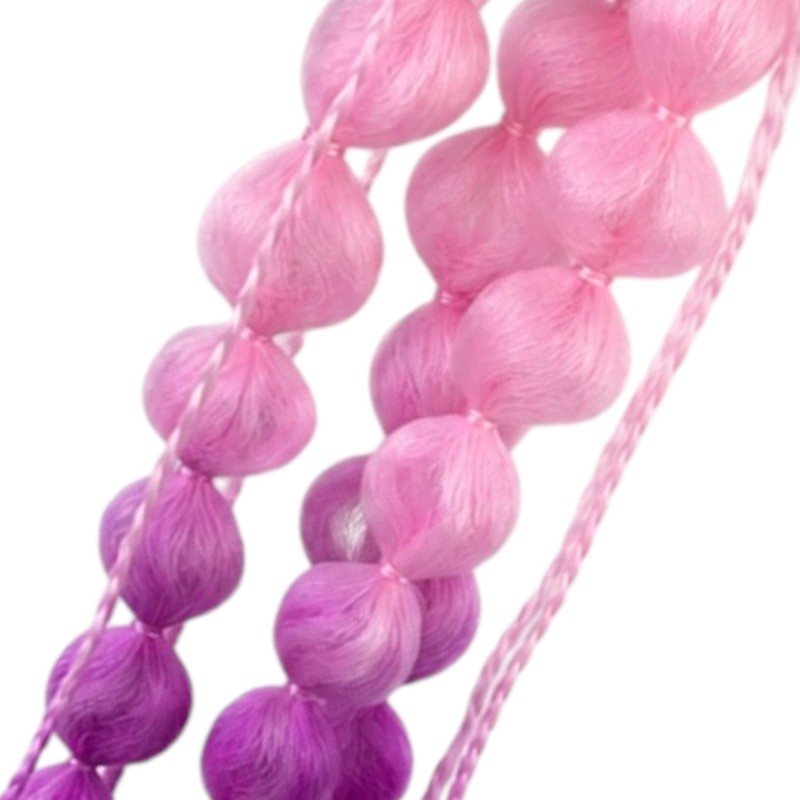 Doczepiane włosy na gumce fioletowo różowe bubble braids 1 szt.