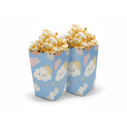 Pudełka na popcorn chmurki i słońce 6 sztuk