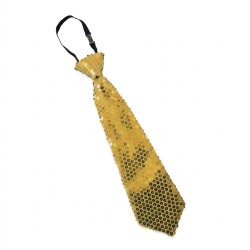 Krawat cekinowy złoty 31 cm