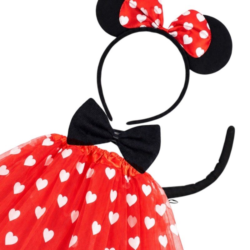 Strój Myszka Minnie tutu 4 elementy czerwony dla dziewczynki