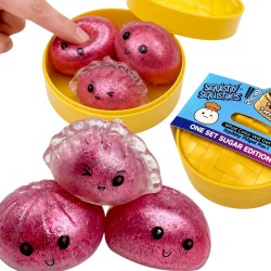Gniotek Dumpling brokatowy x3 – squishy pierożki antystresowe glitter