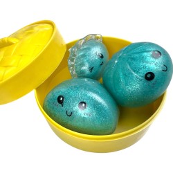 Gniotek Dumpling brokatowy x3 – squishy pierożki antystresowe glitter