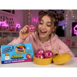 Gniotek Dumpling brokatowy x3 – squishy pierożki antystresowe glitter