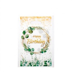 Torebki na upominki Happy Birthday z motywem eukaliptusa 10 sztuk 25x17 cm