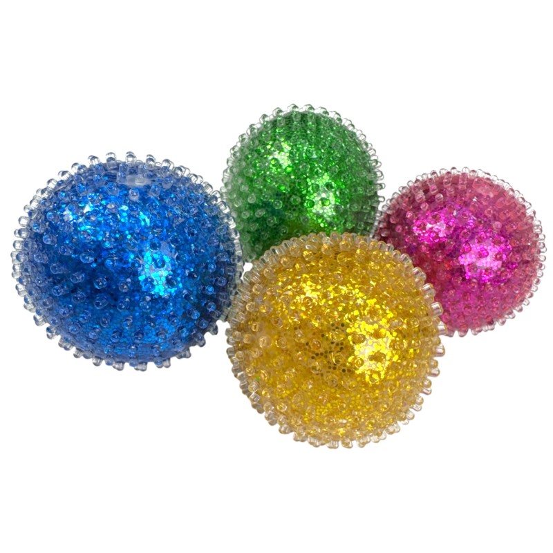 Gniotek kula sensoryczna brokatowa z wypustkami 8 cm