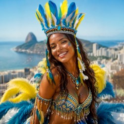 Opaska z piórami na gumce Karnawał Rio festiwalowa 1 szt.