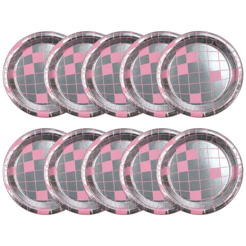 Talerzyki jednorazowe papierowe różowe disco 18 cm 10 sztuk