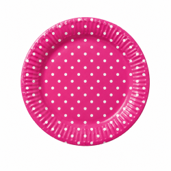 Talerzyki papierowe różowe w groszki Polka Dot 23 cm 10 szt.