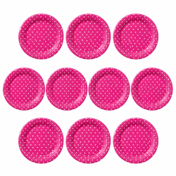 Talerzyki papierowe różowe w groszki Polka Dot 23 cm 10 szt.