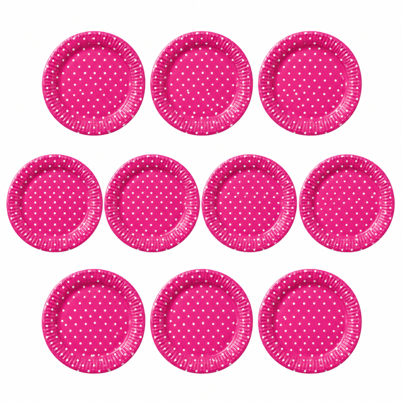 Talerzyki papierowe różowe w groszki Polka Dot 23 cm 10 szt.