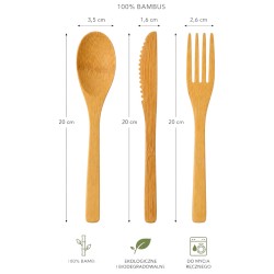 Zestaw drewnianych sztućców eko 3 el. 20 cm