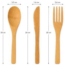 Zestaw drewnianych sztućców eko 3 el. 20 cm