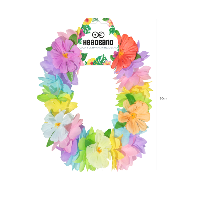 Opaska hawajska na gumce kolorowa 1 szt. na Aloha Party